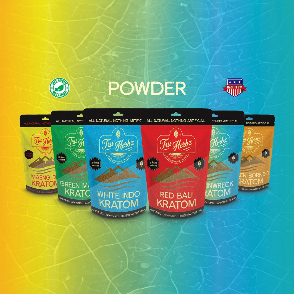 Tru Herbz kratom powder strains lineup premium herbal powder collection